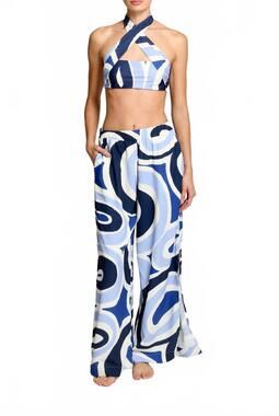 NEW ENCANTADORE isabella tepetto pants in blue and white